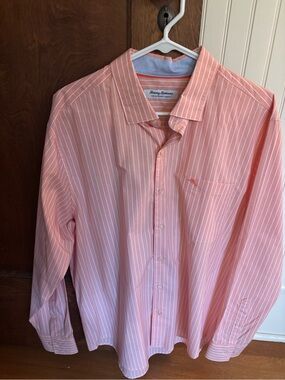 Tommy Bahama orange and White Stripe Button-Down Shirt